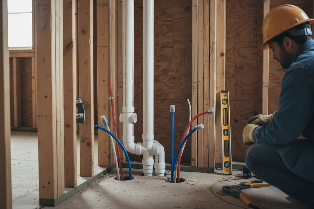 Drain and supply rough-in during Sump Pump Repair in Heflin